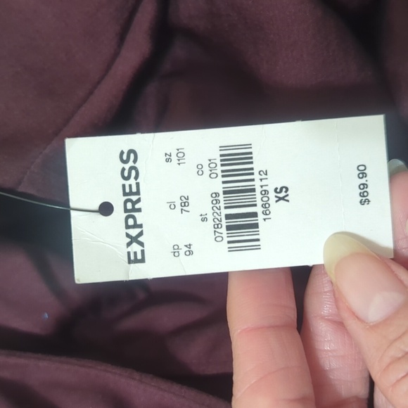 NWT Express Long Sleeve Fit & Flare Dress, Color Cabernet Size XS - Picture 16 of 16